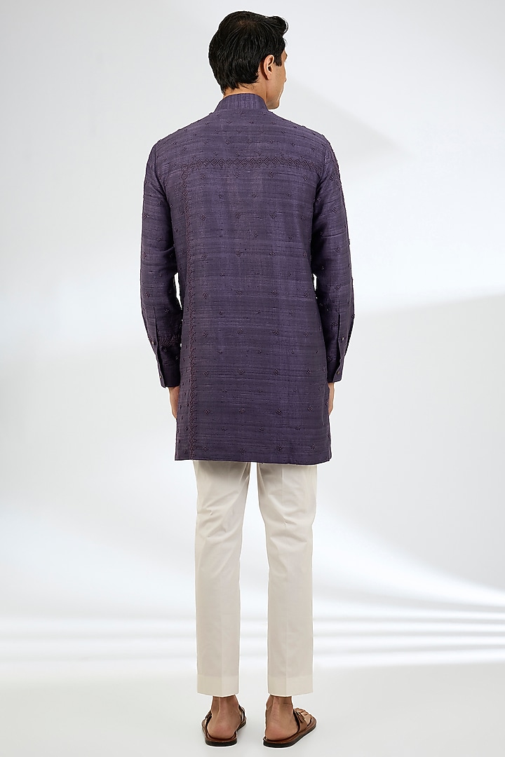 Dry Orchid Silk Kurta Set by Divyam Mehta Men at Pernia's Pop Up Shop