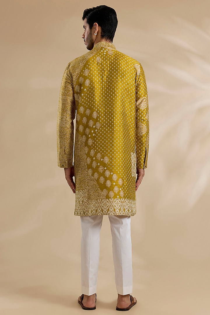 Haldi Yellow Raw Silk & Stretch Cotton Kurta Set by Divyam Mehta Men at Pernia's Pop Up Shop