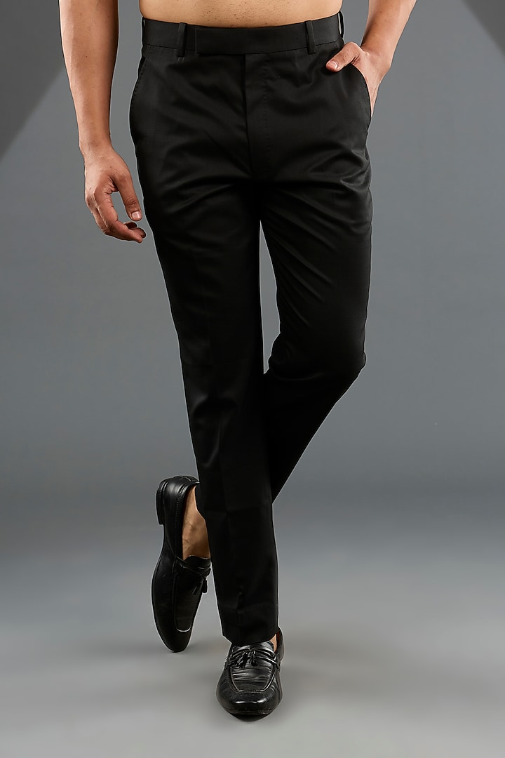 Black Raw Silk Groom Bandhgala Set by Divyam Mehta Men at Pernia's Pop Up Shop