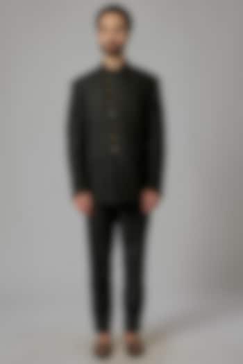 Black Blended Wool Pants by Divyam Mehta Men at Pernia's Pop Up Shop