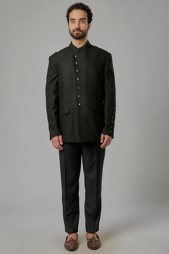 Black Blended Wool Pants by Divyam Mehta Men at Pernia's Pop Up Shop