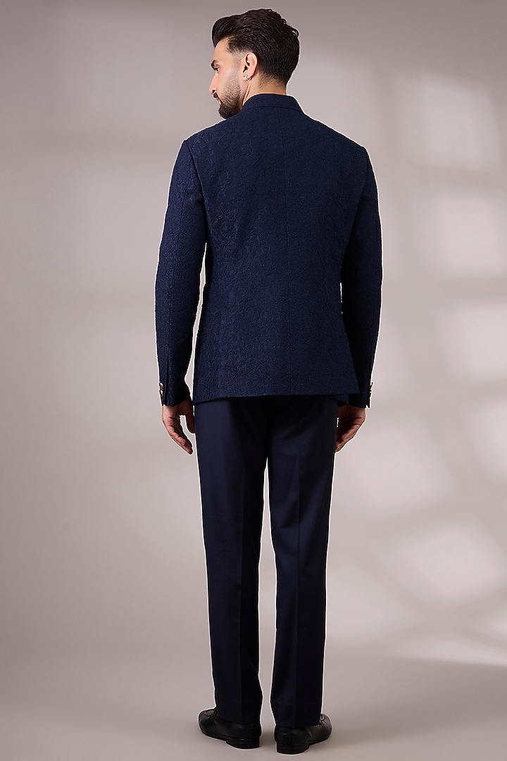 Navy Suiting Groom Bandhgala Set by Divyam Mehta Men at Pernia's Pop Up Shop