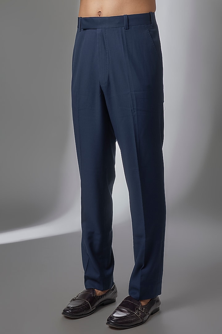 Blue Matka Silk Groom Bandhgala Set by Divyam Mehta Men at Pernia's Pop Up Shop