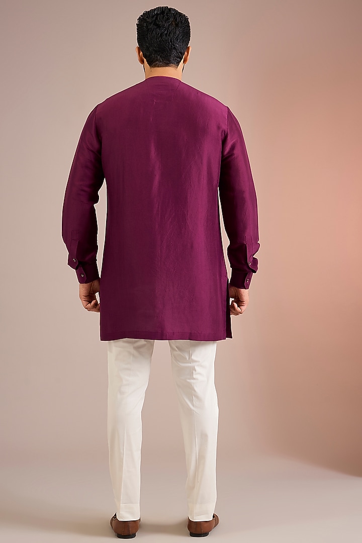 Red Mulberry Silk Bundi Jacket Set by Divyam Mehta Men at Pernia's Pop Up Shop