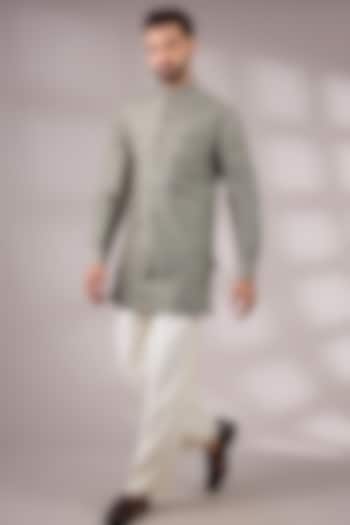 Artichoke Matka Silk Bundi Jacket Set by Divyam Mehta Men at Pernia's Pop Up Shop