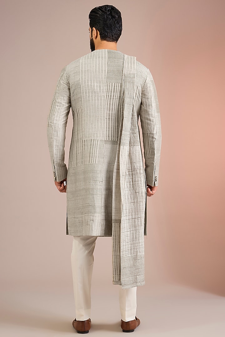 Artichoke Raw Silk Kurta Set by Divyam Mehta Men at Pernia's Pop Up Shop