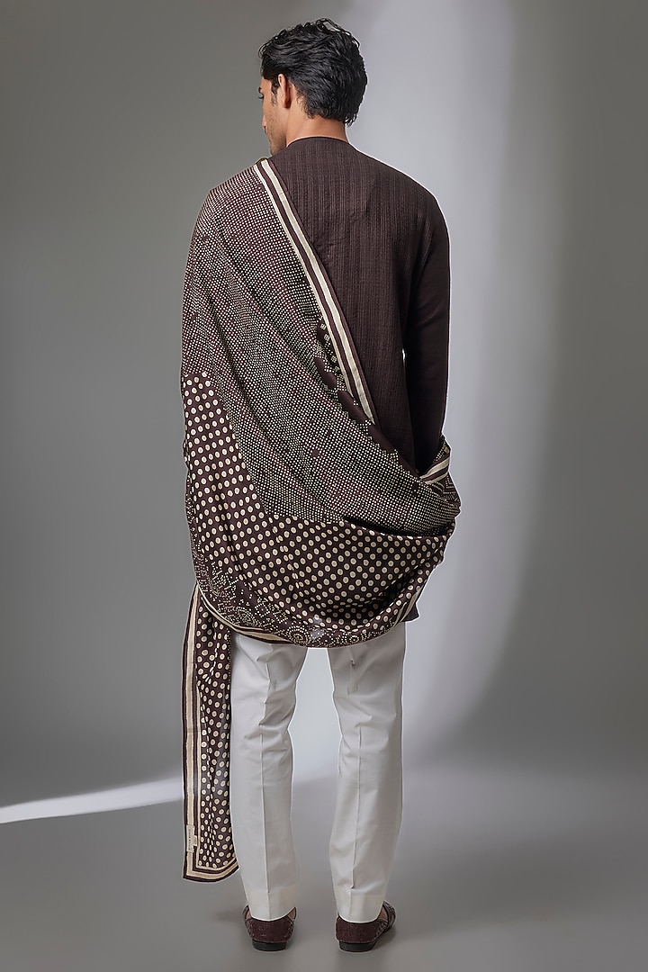 Brown Matka Silk Kurta Set by Divyam Mehta Men at Pernia's Pop Up Shop