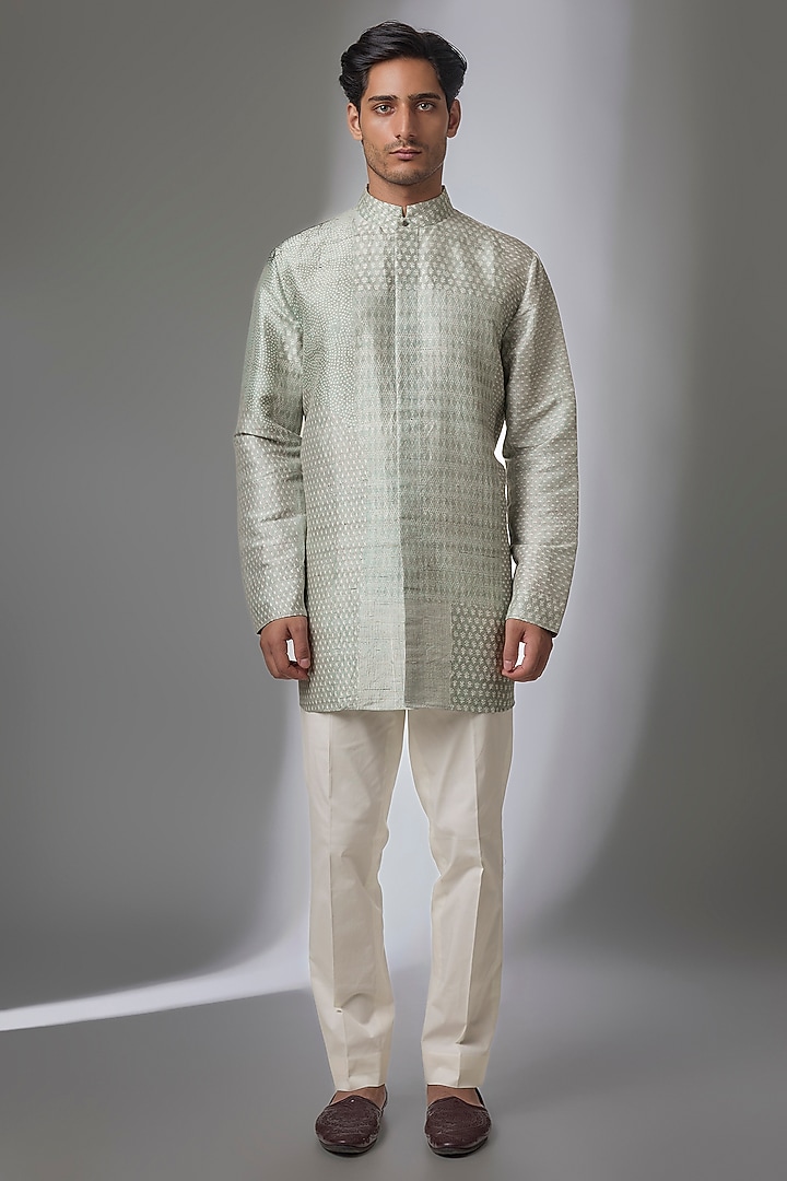 Mint Matka Silk Kurta Set by Divyam Mehta Men at Pernia's Pop Up Shop