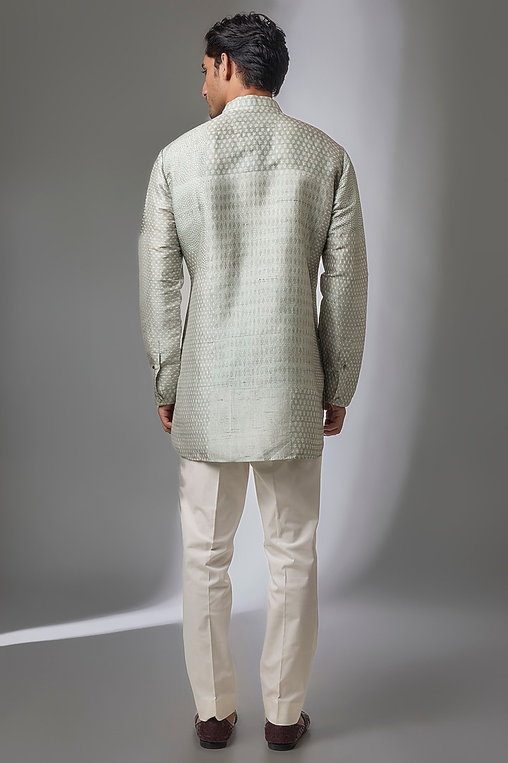 Mint Matka Silk Kurta Set by Divyam Mehta Men at Pernia's Pop Up Shop