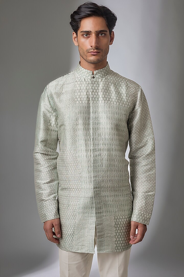 Mint Matka Silk Kurta Set by Divyam Mehta Men at Pernia's Pop Up Shop