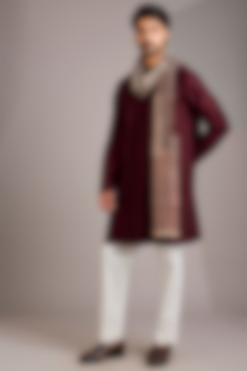 Chukandar Pink Matka Silk Kurta Set by Divyam Mehta Men at Pernia's Pop Up Shop