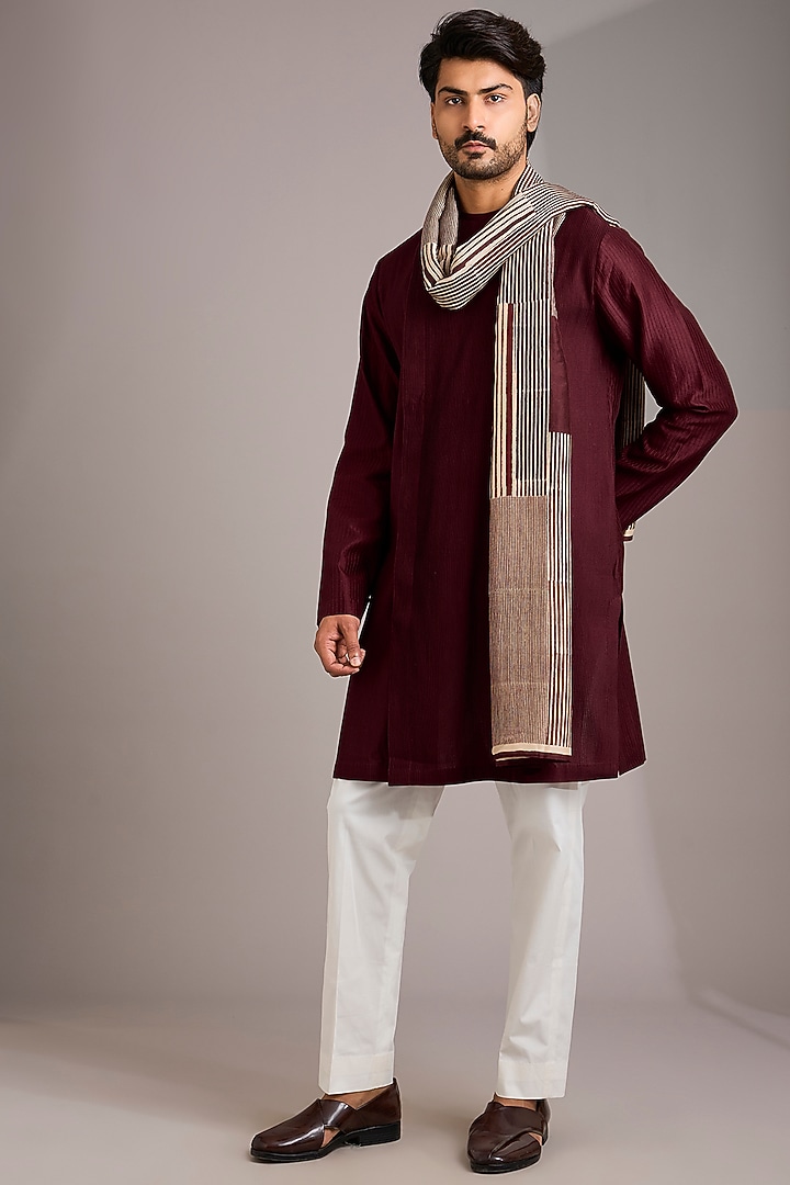 Chukandar Pink Matka Silk Kurta Set by Divyam Mehta Men at Pernia's Pop Up Shop