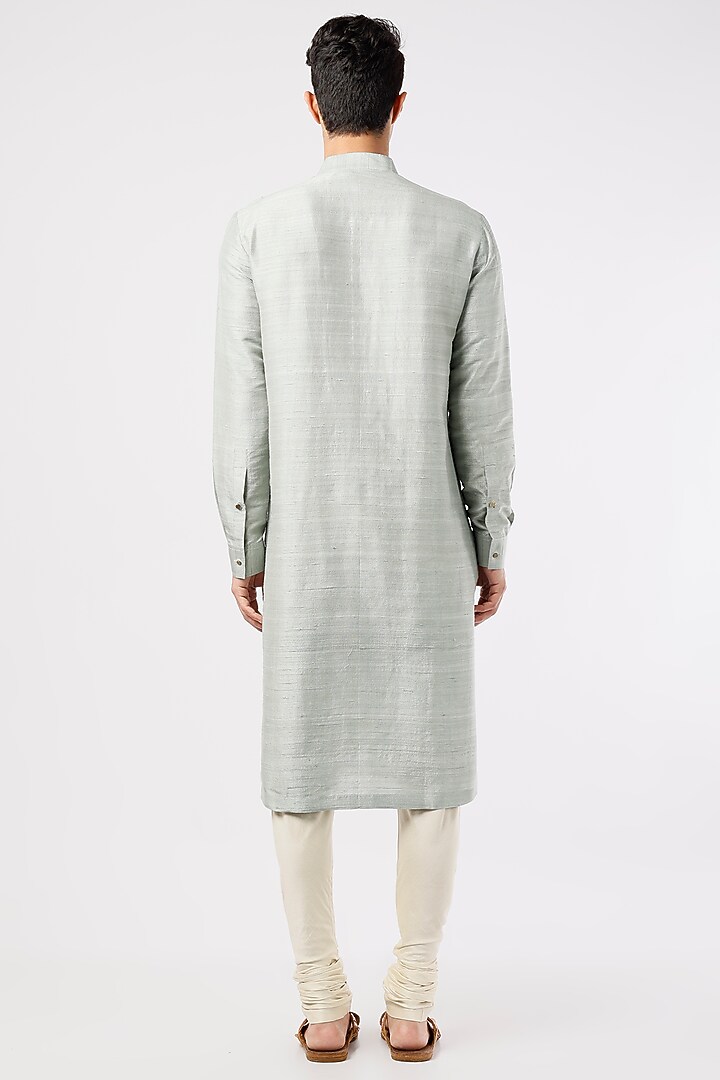 Mint Silk Embroidered Kurta Set by Divyam Mehta Men at Pernia's Pop Up Shop
