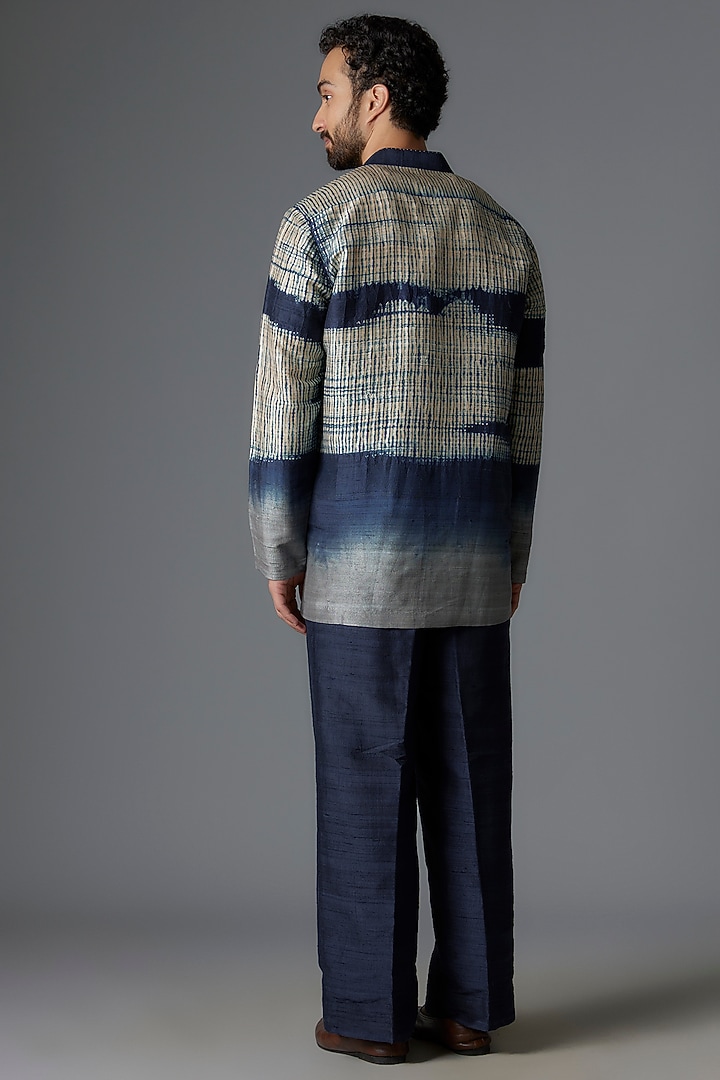 Multi-Colored Raw Silk Shibori Printed Pant Set by Divyam Mehta Men at Pernia's Pop Up Shop