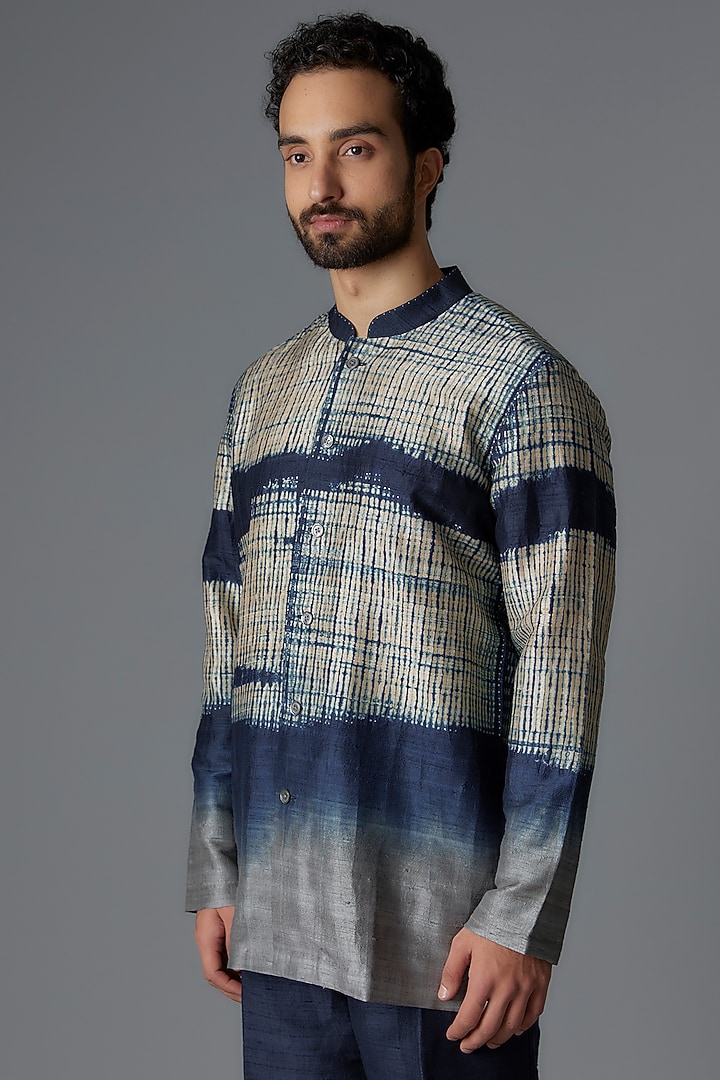 Multi-Colored Raw Silk Shibori Printed Pant Set by Divyam Mehta Men at Pernia's Pop Up Shop