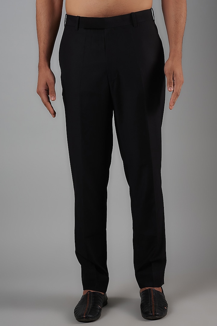 Black Raw Silk Embroidered Groom Bandhgala Set by Divyam Mehta Men at Pernia's Pop Up Shop