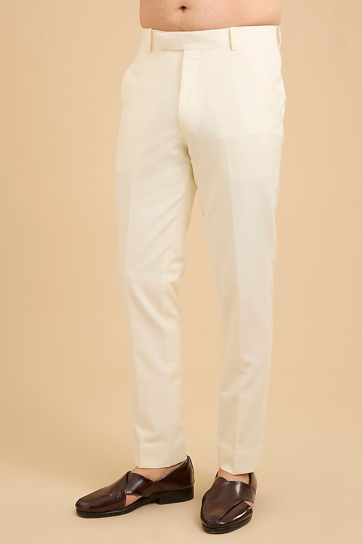 Pearl White Matka Silk Groom Bandhgala Set by Divyam Mehta Men at Pernia's Pop Up Shop
