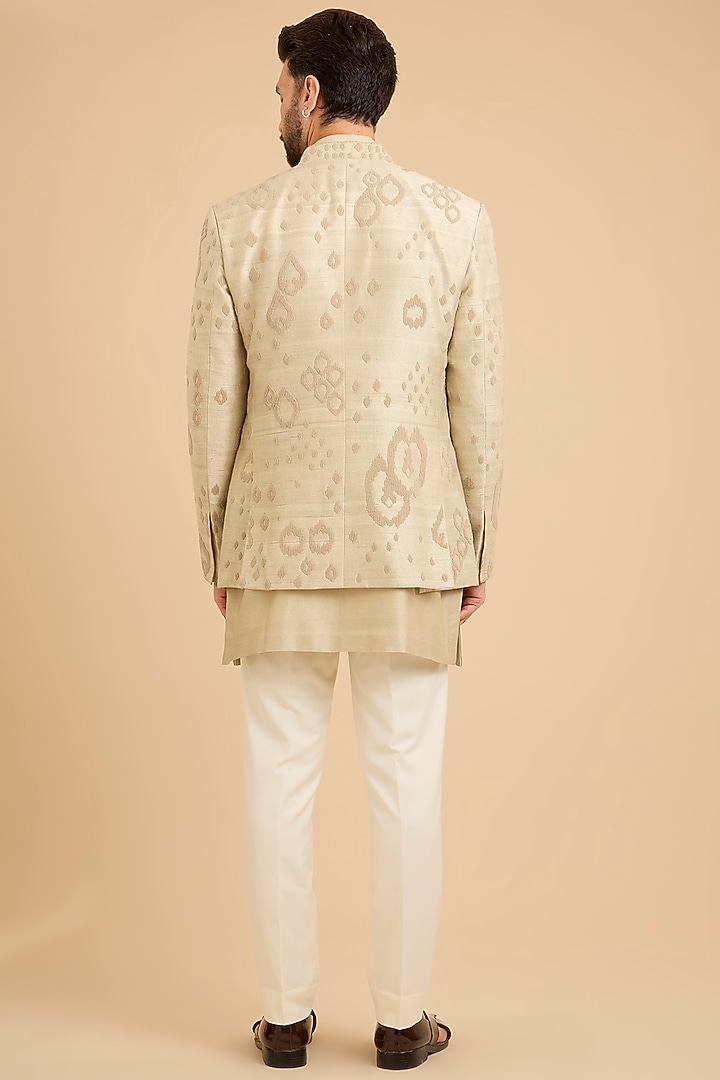 Mint Matka Silk Bundi Jacket Set by Divyam Mehta Men at Pernia's Pop Up Shop