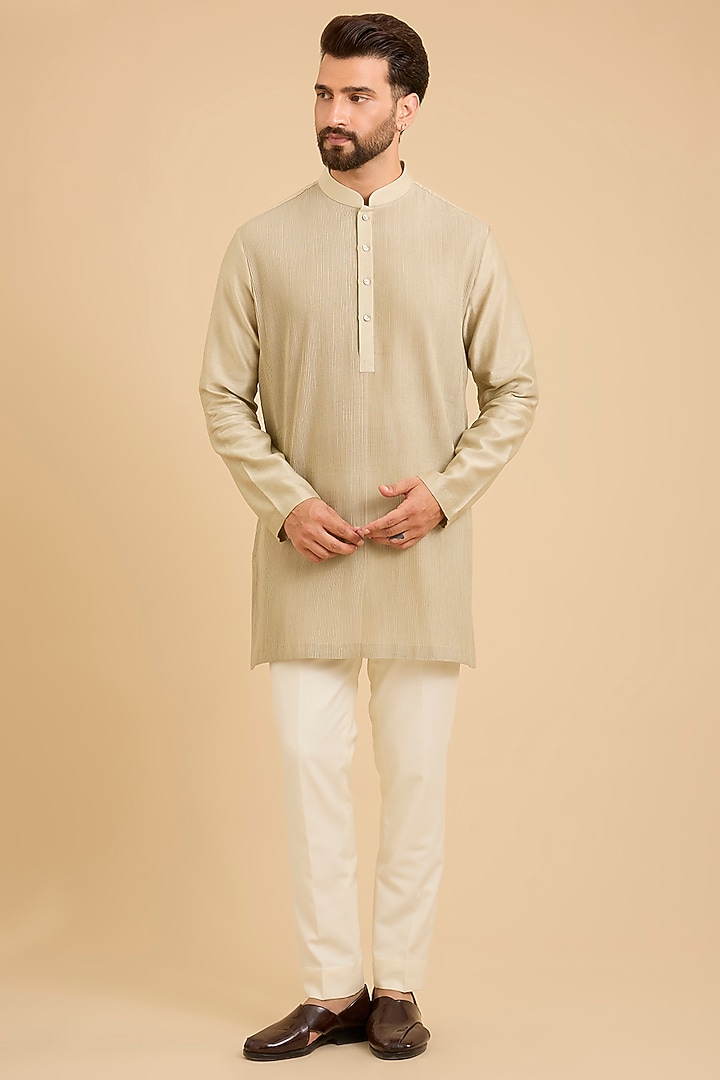 Mint Matka Silk Bundi Jacket Set by Divyam Mehta Men at Pernia's Pop Up Shop