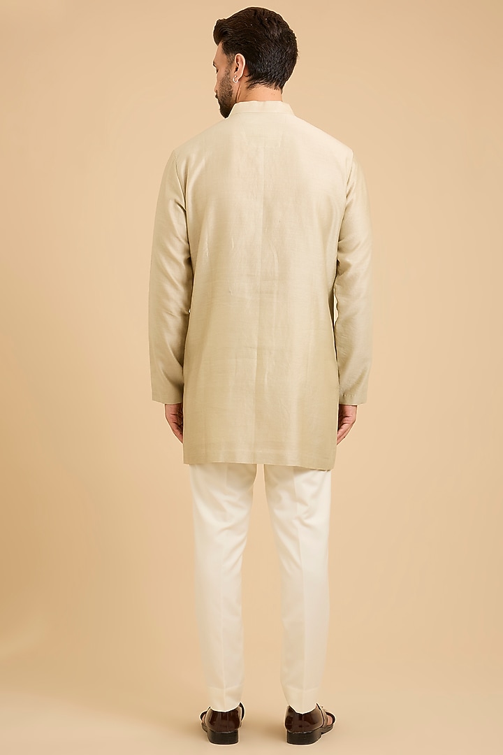 Mint Matka Silk Bundi Jacket Set by Divyam Mehta Men at Pernia's Pop Up Shop