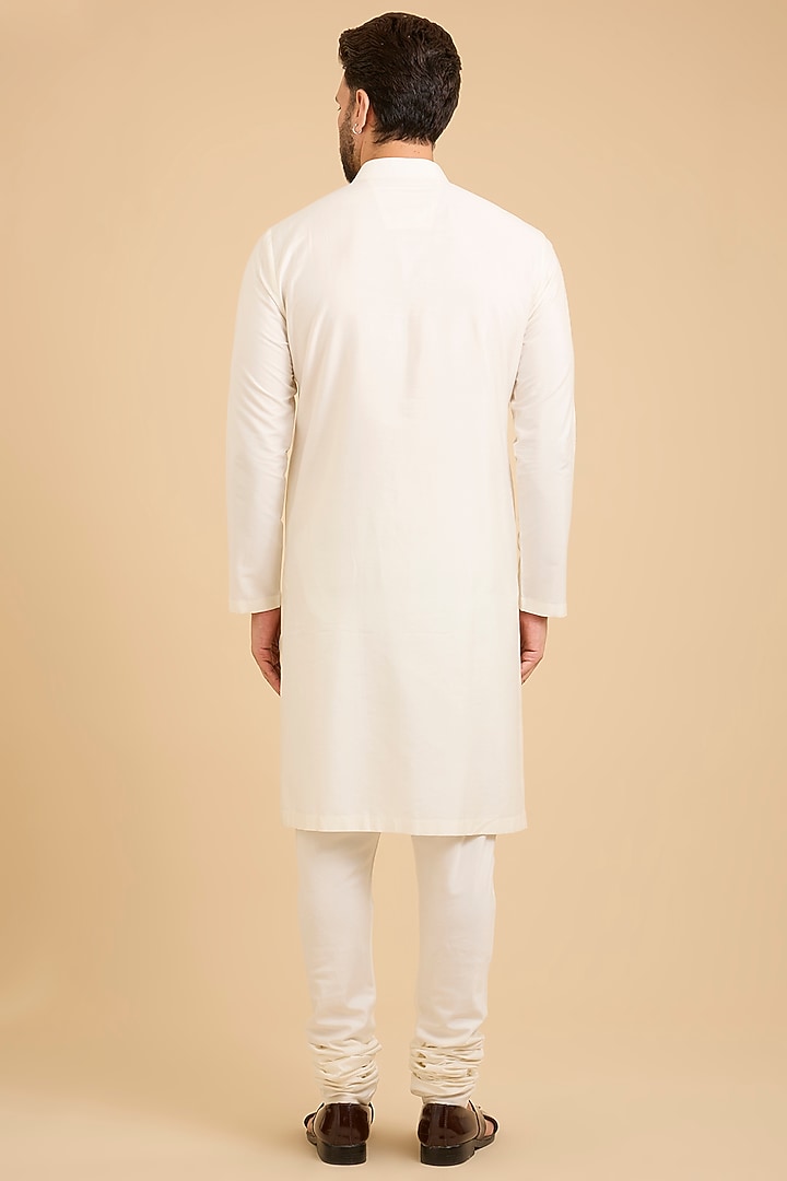 Ivory Matka Silk Groom Sherwani Set by Divyam Mehta Men at Pernia's Pop Up Shop