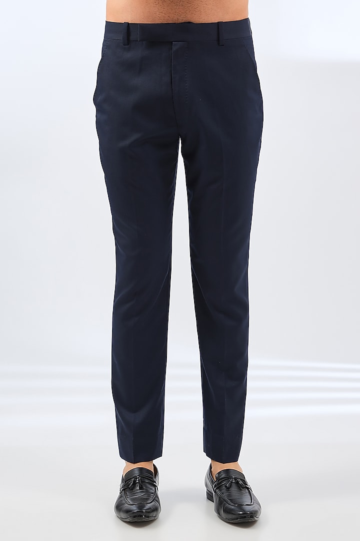Blue Raw Silk Groom Bandhgala Set by Divyam Mehta Men at Pernia's Pop Up Shop