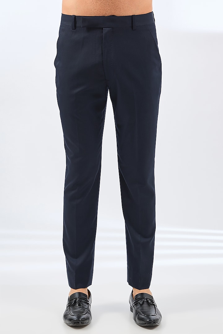 Blue Raw Silk Groom Bandhgala Set by Divyam Mehta Men at Pernia's Pop Up Shop