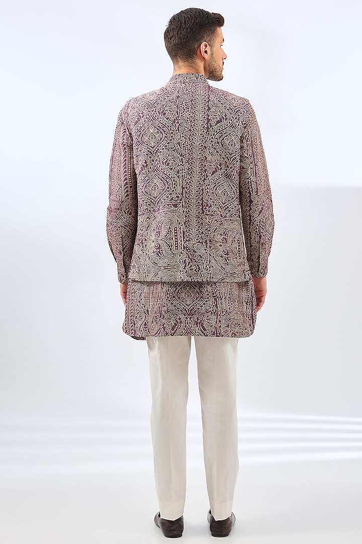 Orchid Silk Bundi Jacket Set by Divyam Mehta Men at Pernia's Pop Up Shop
