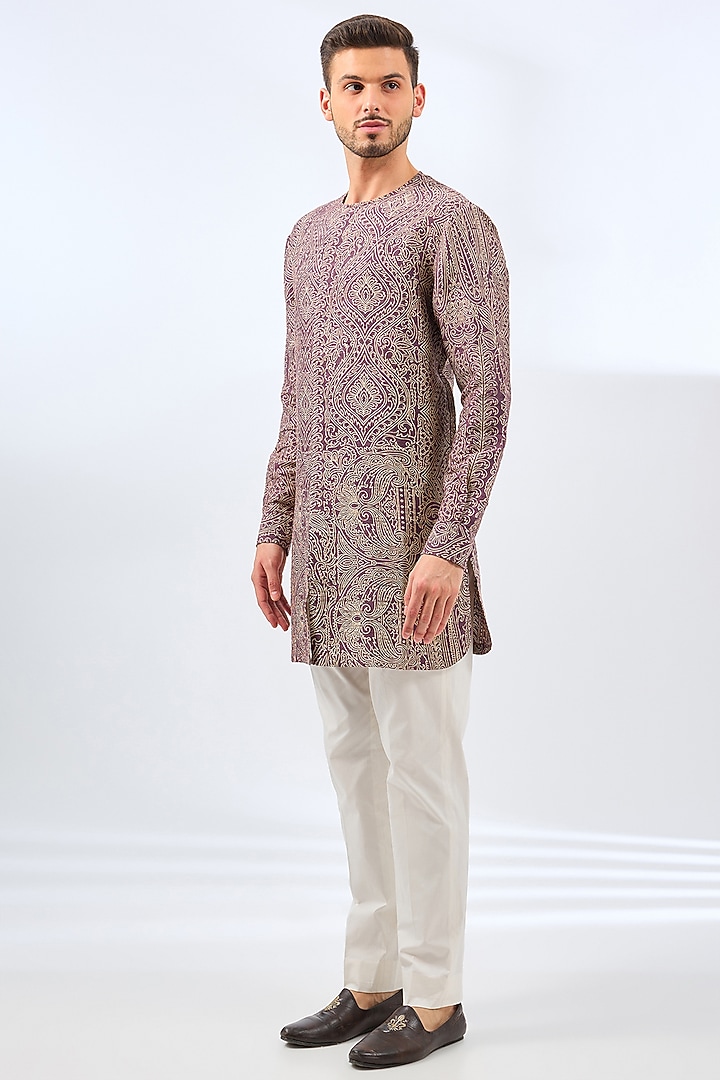 Orchid Silk Bundi Jacket Set by Divyam Mehta Men at Pernia's Pop Up Shop