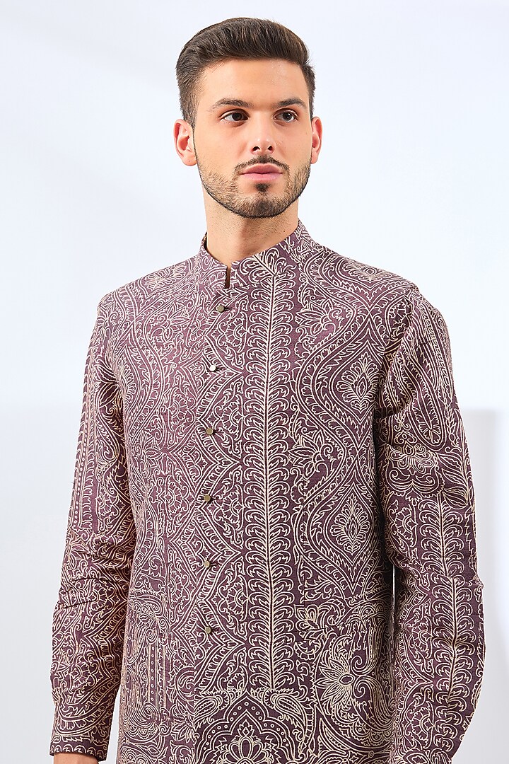 Orchid Silk Bundi Jacket Set by Divyam Mehta Men at Pernia's Pop Up Shop