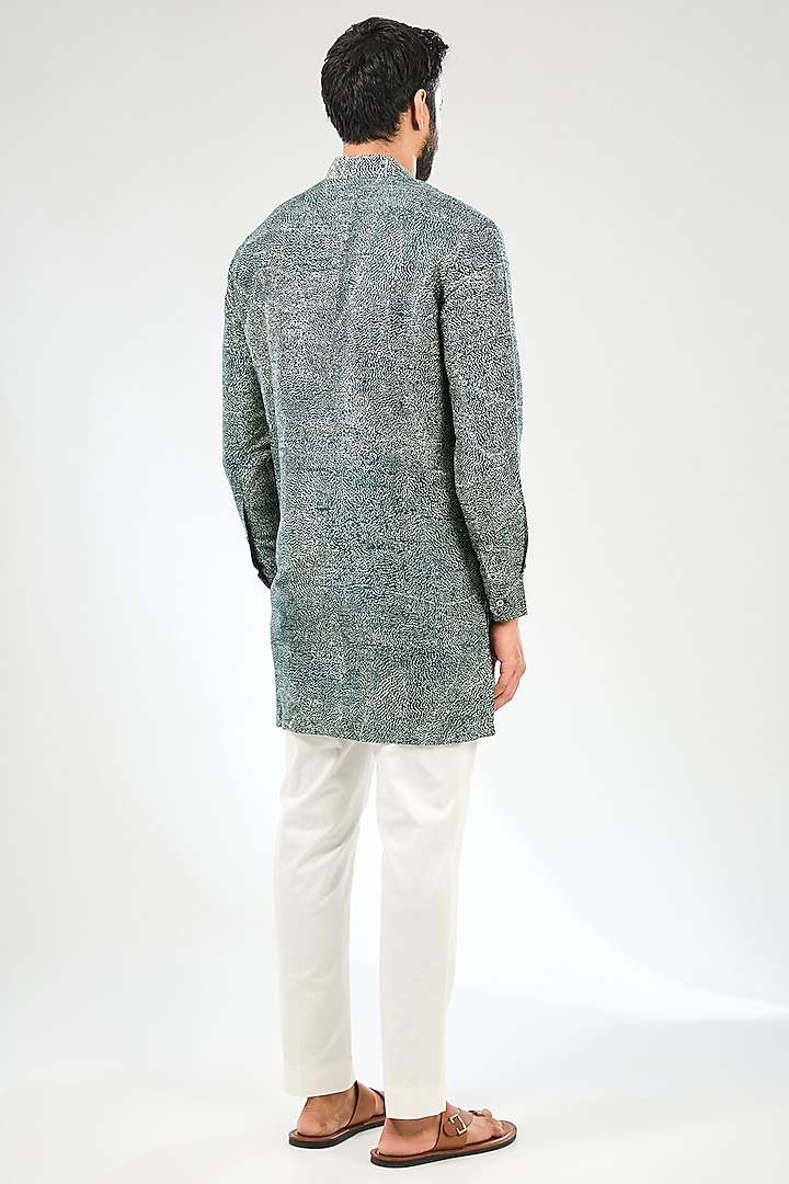 Green Silk Bundi Jacket Set by Divyam Mehta Men at Pernia's Pop Up Shop
