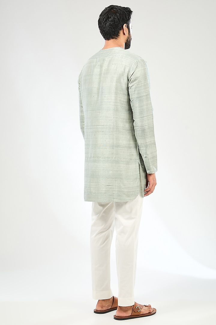 Blue Silk Bundi Jacket Set by Divyam Mehta Men at Pernia's Pop Up Shop