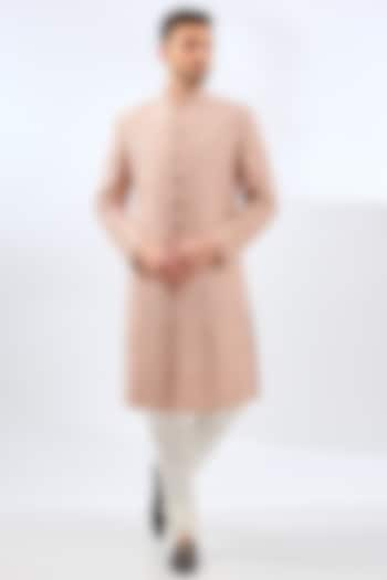 Oyster Pink Silk Groom Sherwani Set by Divyam Mehta Men at Pernia's Pop Up Shop