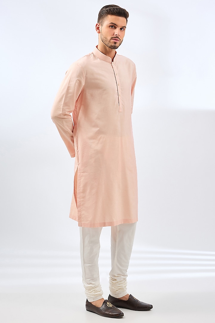 Pyazi Pink Silk Groom Sherwani Set by Divyam Mehta Men at Pernia's Pop Up Shop