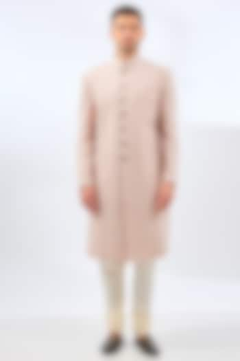 Oyster Pink Silk Groom Sherwani Set by Divyam Mehta Men at Pernia's Pop Up Shop