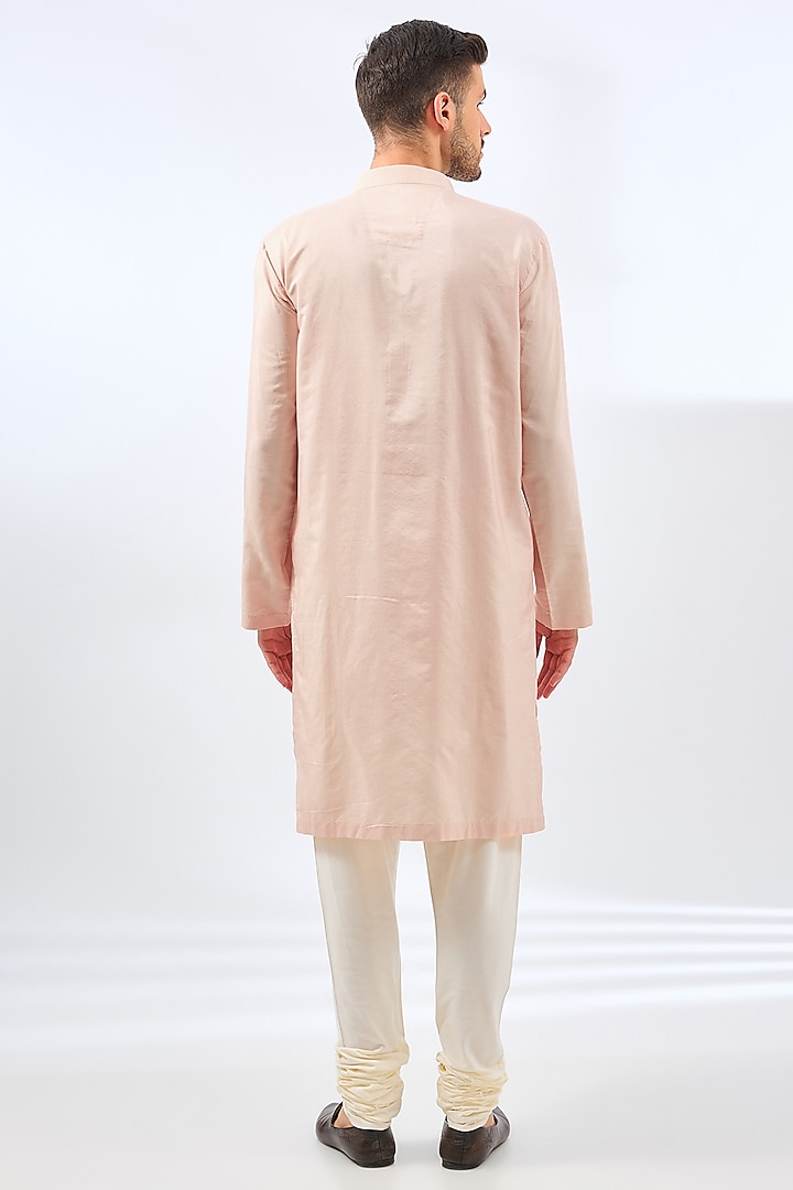 Oyster Pink Silk Groom Sherwani Set by Divyam Mehta Men at Pernia's Pop Up Shop