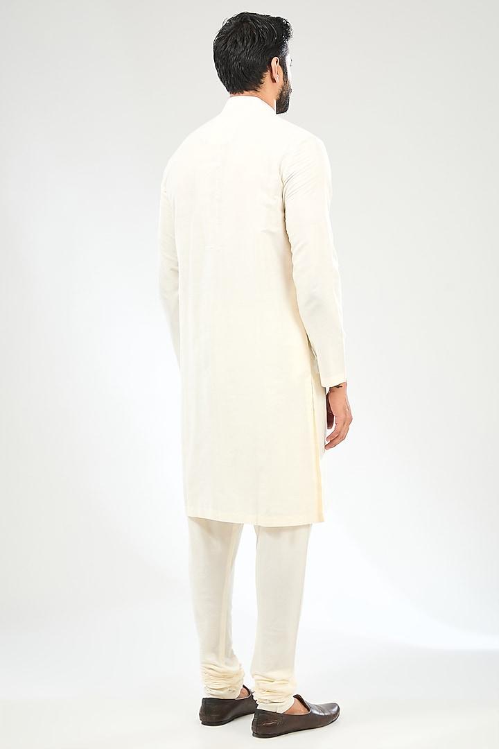 Ivory Silk Groom Sherwani Set by Divyam Mehta Men at Pernia's Pop Up Shop