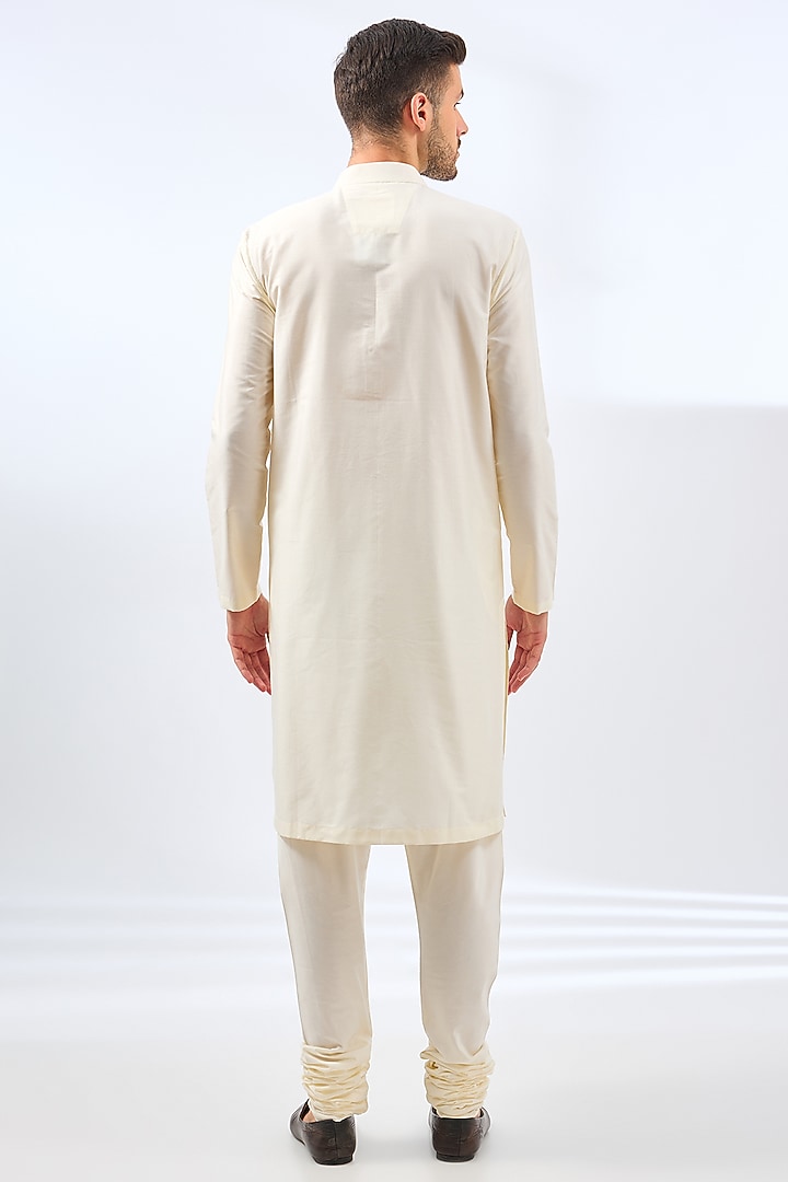 Ivory-Gold Silk Groom Sherwani Set by Divyam Mehta Men at Pernia's Pop Up Shop