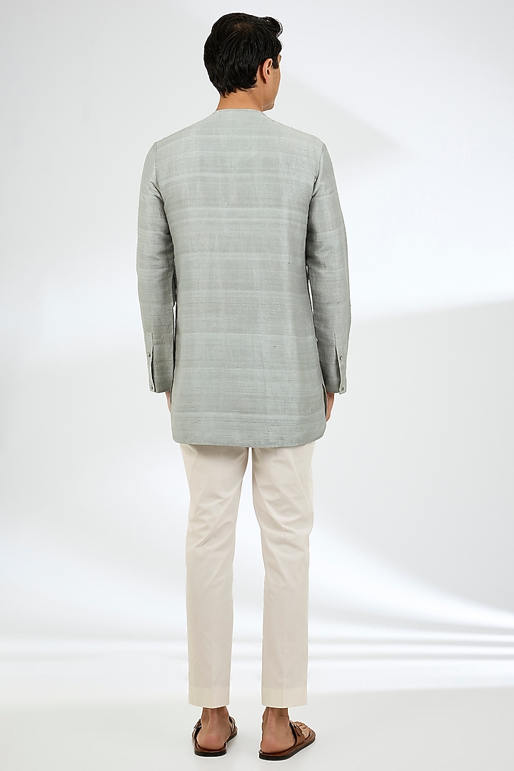 Blue Silk Kurta Set by Divyam Mehta Men at Pernia's Pop Up Shop