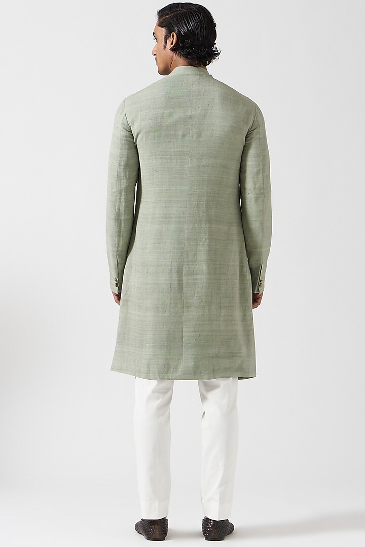 Mint Matka Silk Kurta Set by Divyam Mehta Men at Pernia's Pop Up Shop