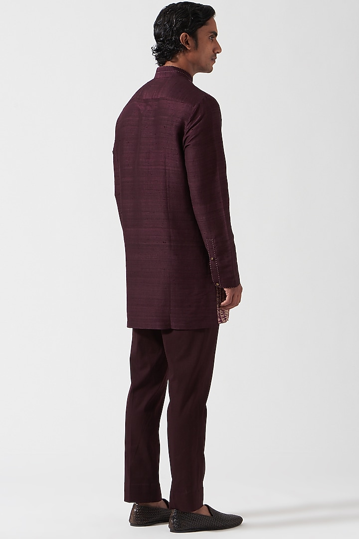 Falsa Raw Silk Shibori Printed Shirt Kurta Set by Divyam Mehta Men at Pernia's Pop Up Shop