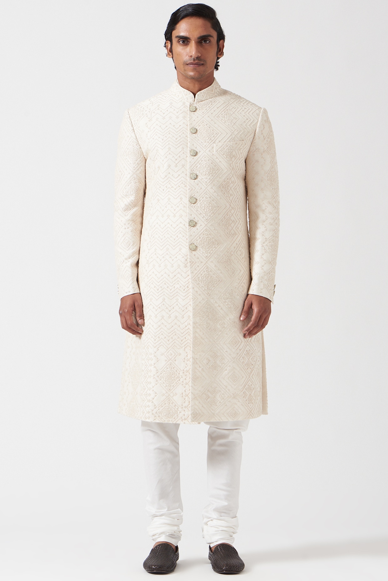 Shop Ivory Brocade Sherwani for Men 