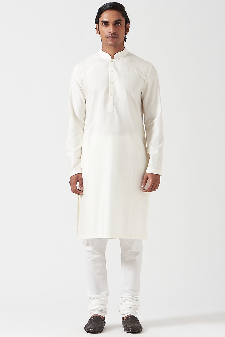 Ivory Raw Silk French Knot Embroidered Groom Sherwani Set by Divyam Mehta Men at Pernia's Pop Up Shop
