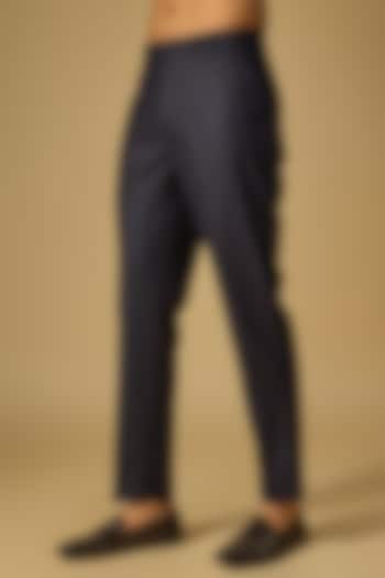 Dark Grey Cotton Lycra Pants by Divyam Mehta Men at Pernia's Pop Up Shop