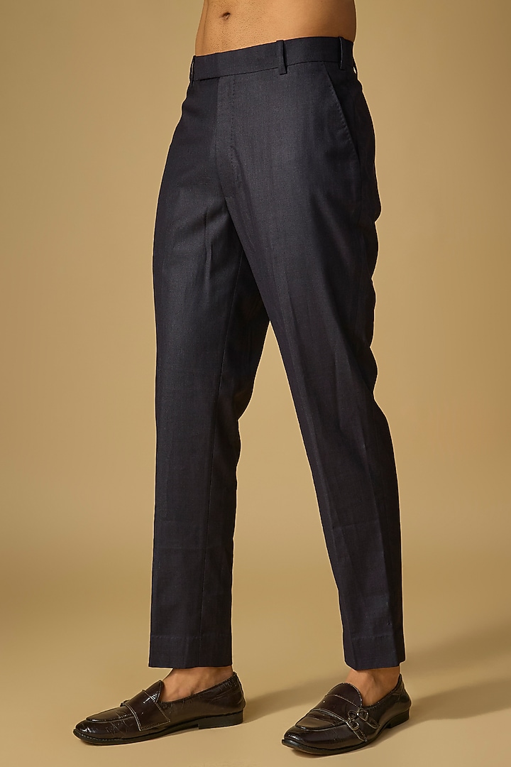 Dark Grey Cotton Lycra Pants by Divyam Mehta Men at Pernia's Pop Up Shop