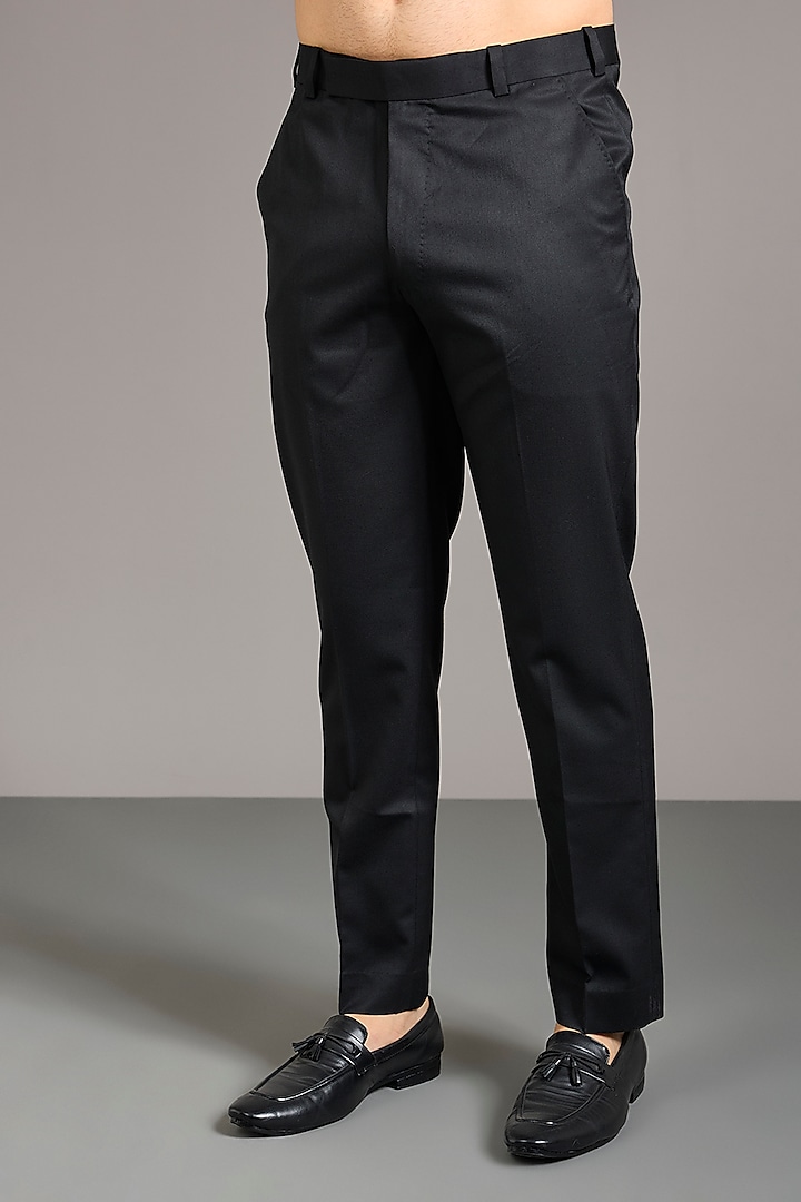 Black Raw Silk French Knot Embroidered Groom Bandhgala Set by Divyam Mehta Men at Pernia's Pop Up Shop