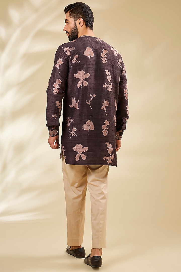 Jamun Purple Silk Digital Printed Bundi Set by Divyam Mehta Men at Pernia's Pop Up Shop