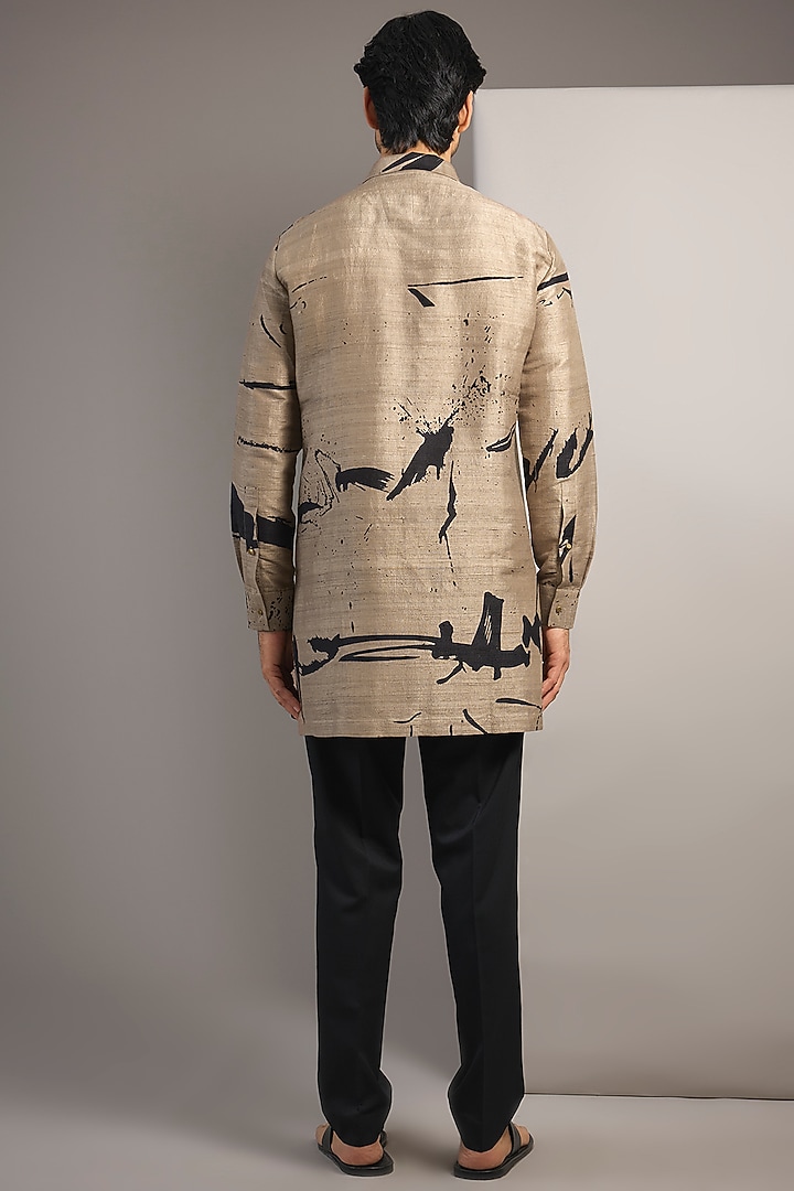Beige Raw Silk Kurta by Divyam Mehta Men at Pernia's Pop Up Shop