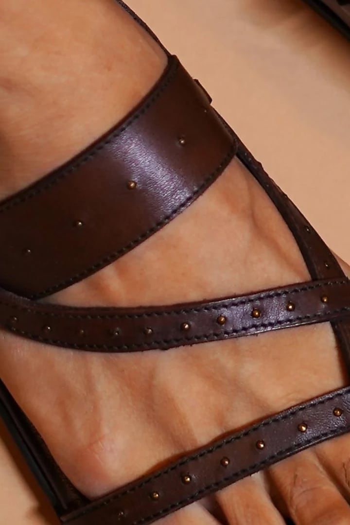 Dark Brown Full Grain Leather Handcrafted Sandals by Dmodot at Pernia's Pop Up Shop