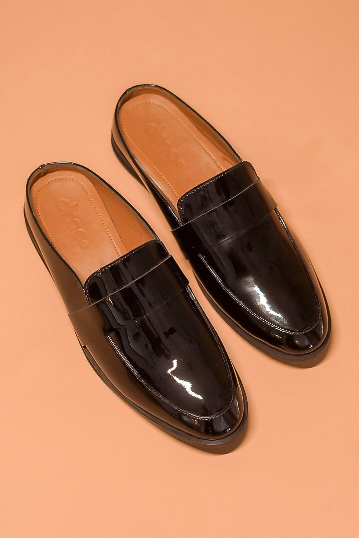 Black Leather Mules by Dmodot at Pernia's Pop Up Shop